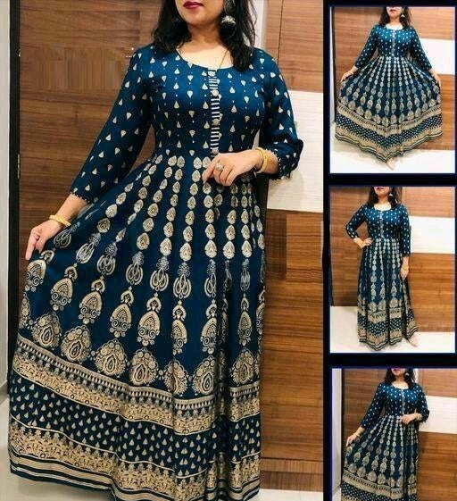 Women Rayon Anarkali Kurti with Zari Design – Stylish Ethnic Festive Wear Kurti