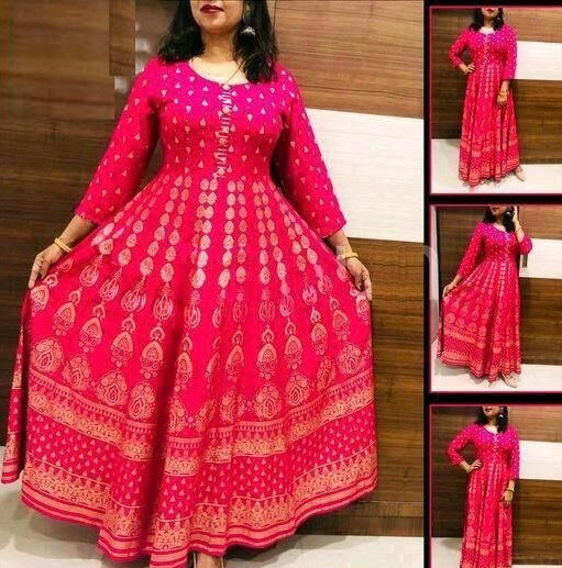 Women Rayon Anarkali Kurti with Zari Design – Stylish Ethnic Festive Wear Kurti