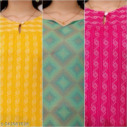 Aarika Printed Cotton Blend Kurti Combo (Pack of 3)