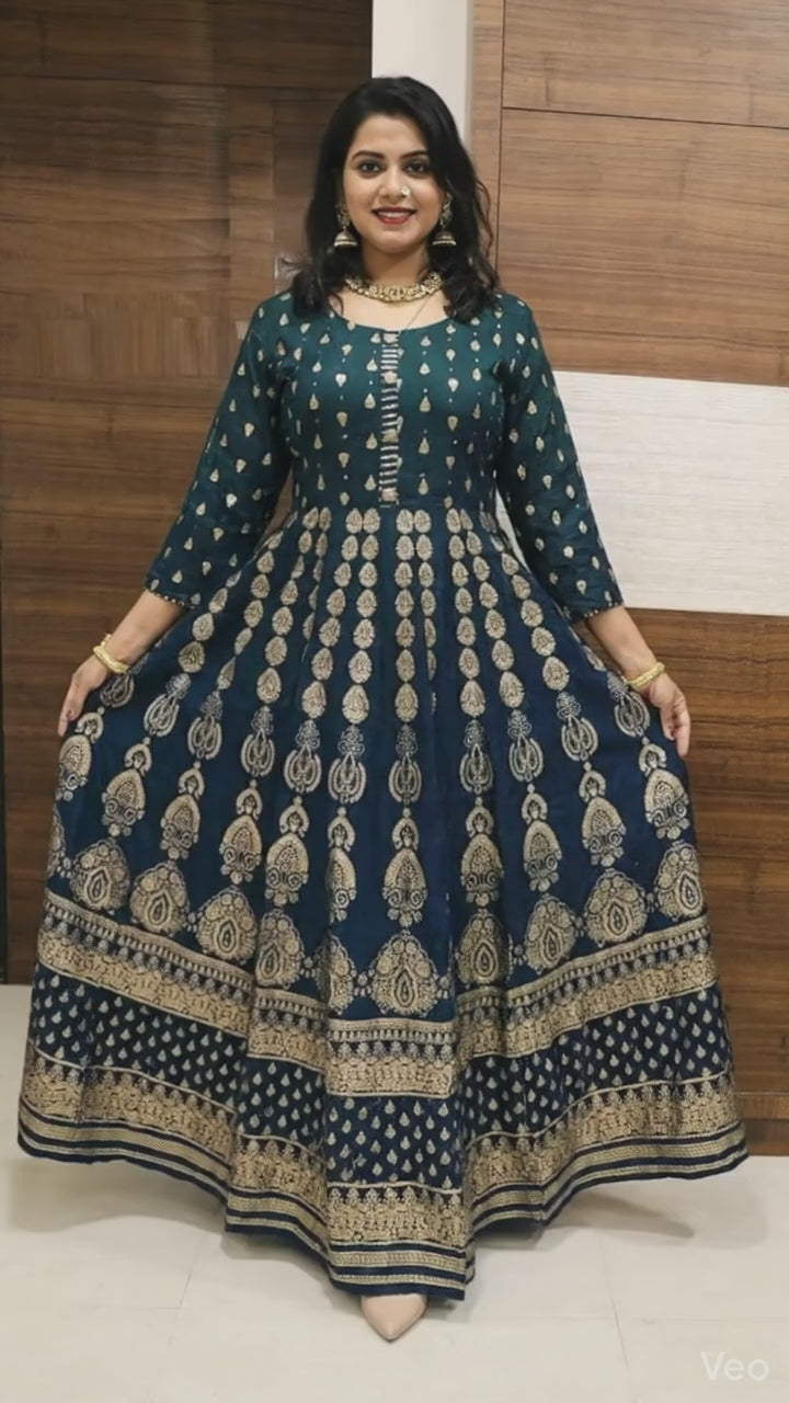 Women Rayon Anarkali Kurti with Zari Design – Stylish Ethnic Festive Wear Kurti